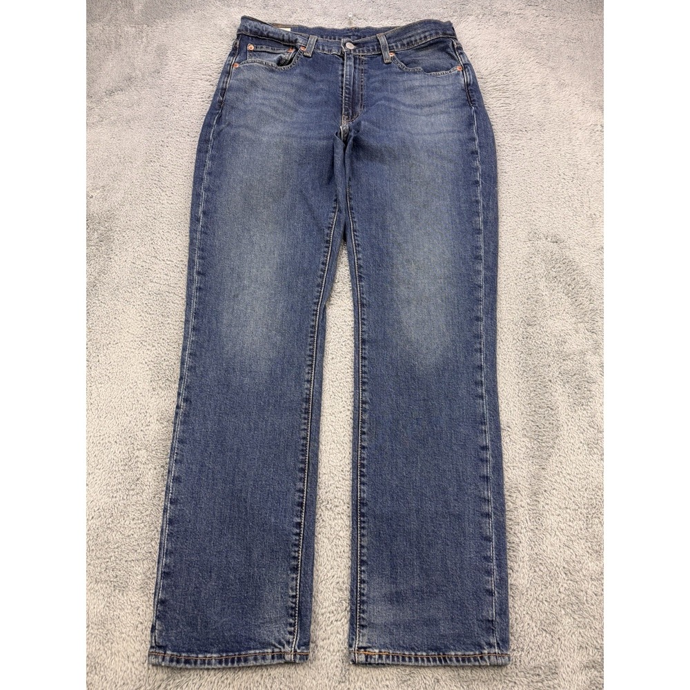 Levis 514 Jeans Men 33x32 Blue Premium Slim Straight Distress Denim